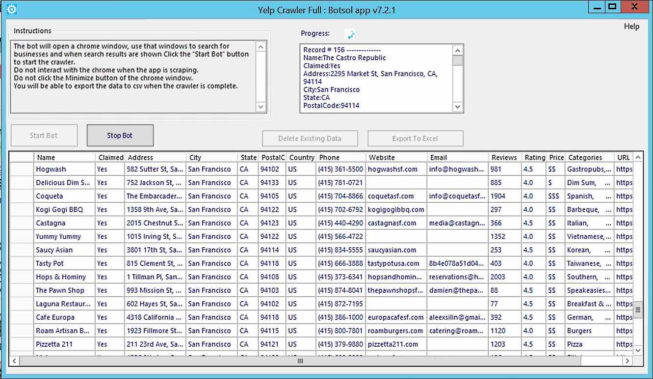 Yelp Data Extractor